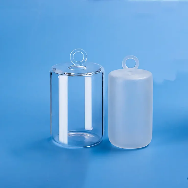 Clear and frosted cylindrical quartz tube blocks with top hanging loops.