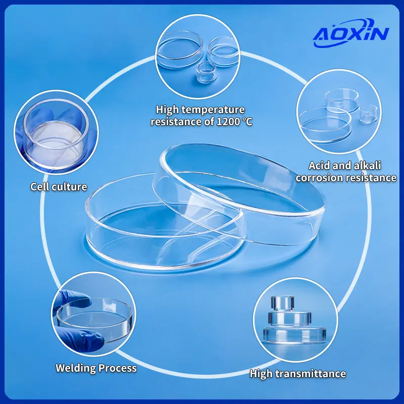 Features of quartz glass petri dish: high temperature and corrosion resistance, smooth finish, high transmittance.
