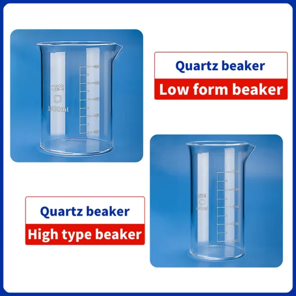 Graduated Beaker Types Quartz Glass Beakers | Low & High Form for Lab Use | Graduated
