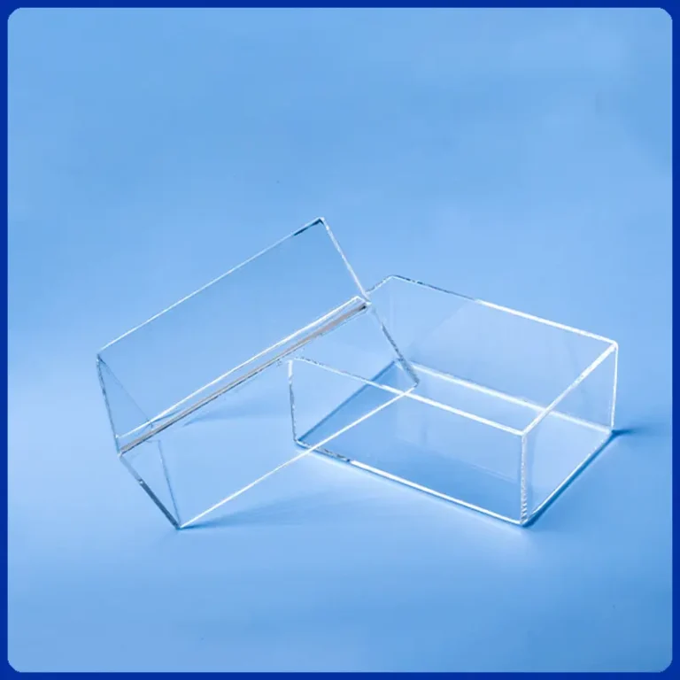 Two clear rectangular open-top quartz glass containers or tanks.