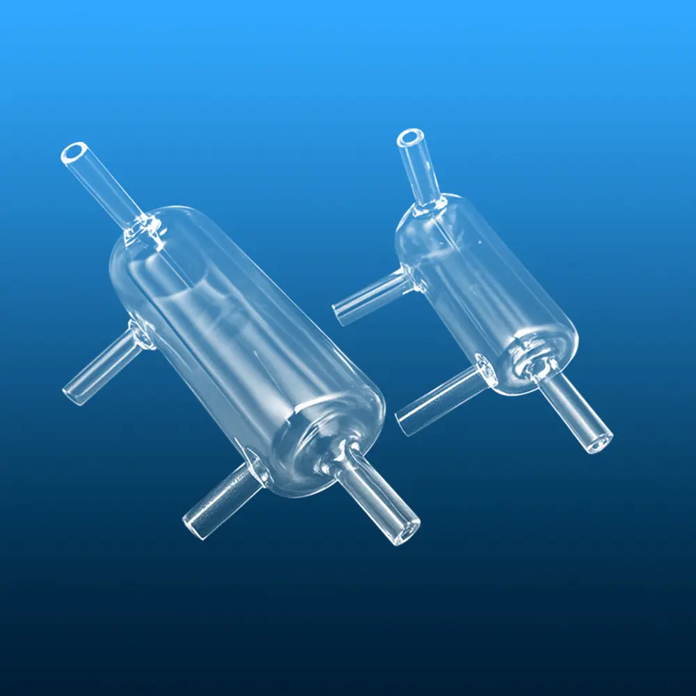 Two identical clear quartz multi-port overflow vessels for Hach Amtax Compact II systems