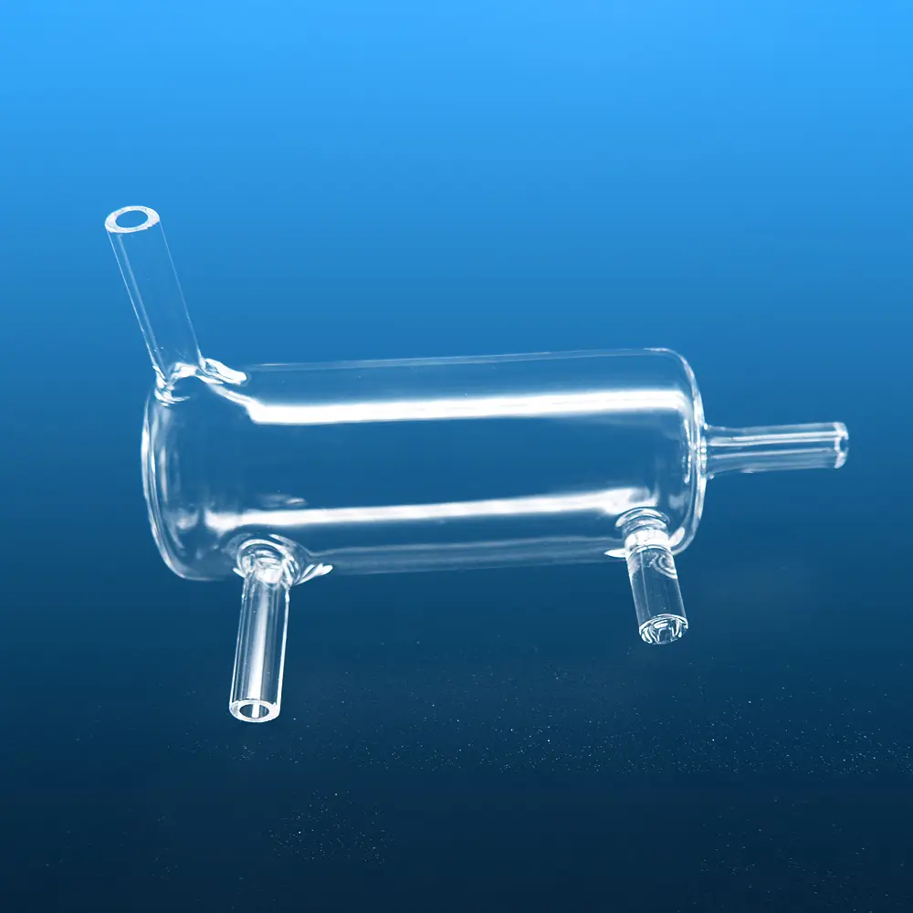 Two sizes of replacement clear quartz overflow vessels for Hach Amtax Compact II analyzers