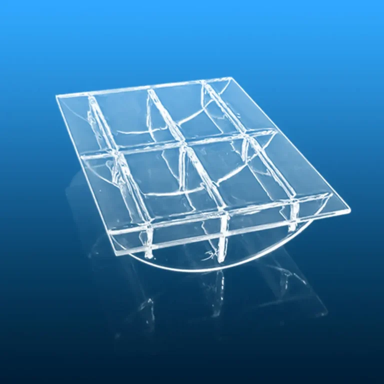 Aoxin high-purity quartz sample platform (8.6x6.4x2 inch, 4N purity, 1200C) for furnace processing, showing flat top and ribbed underside