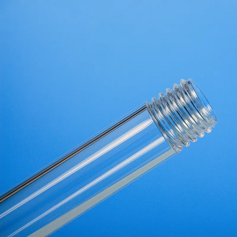 Two Aoxin quartz tubes with well-defined external screw threads for laboratory fittings
