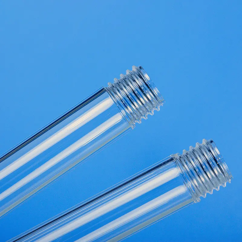 Detailed view of the external screw thread on an Aoxin quartz tube