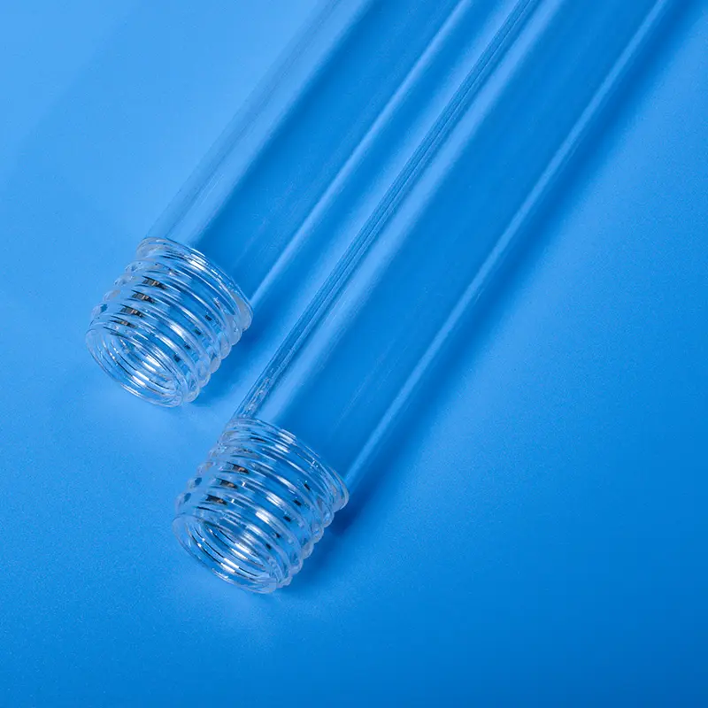 Close-up of external screw threads on Aoxin quartz tubes for secure connections