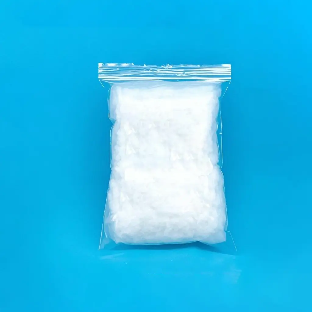 Packaged Aoxin high-purity quartz wool in a sealed zip-lock plastic bag