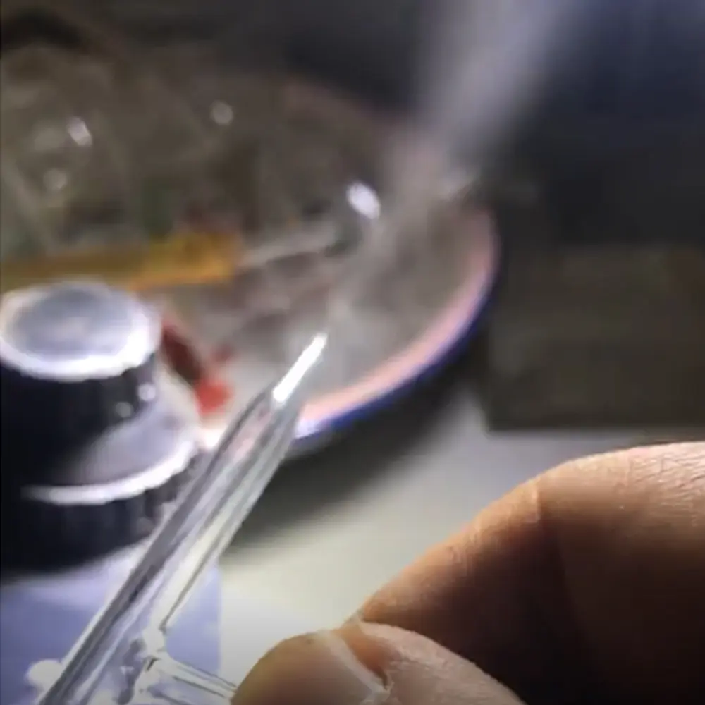 Aoxin TQ6D quartz nozzle shown in a high-temperature spray application